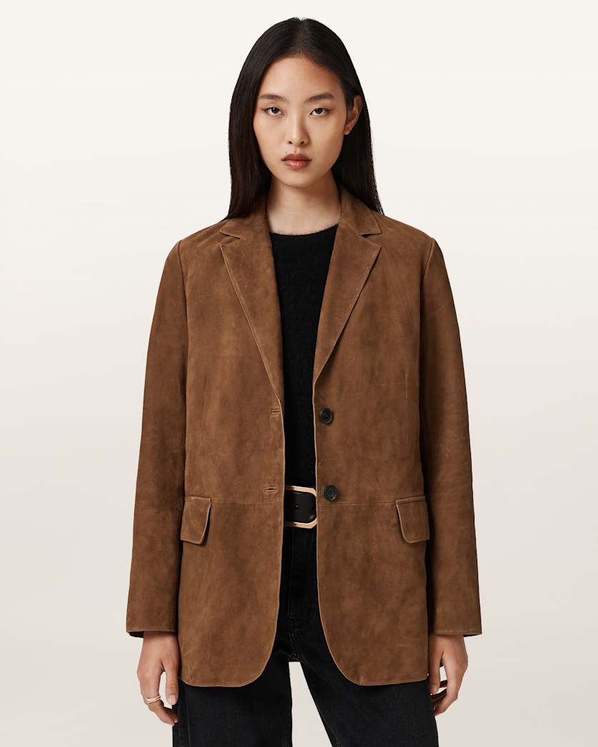 AllSaints Arna Suede Blazer Women's Sugar Brown Women's