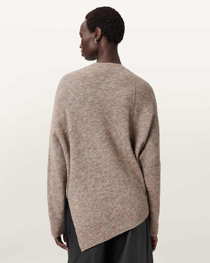 AllSaints Lock Crew Neck Sweater Women's Pine Bark Brown Women's