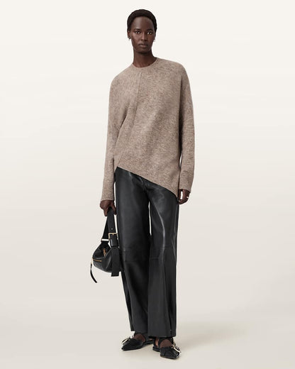 AllSaints Lock Crew Neck Sweater Women's Pine Bark Brown Women's