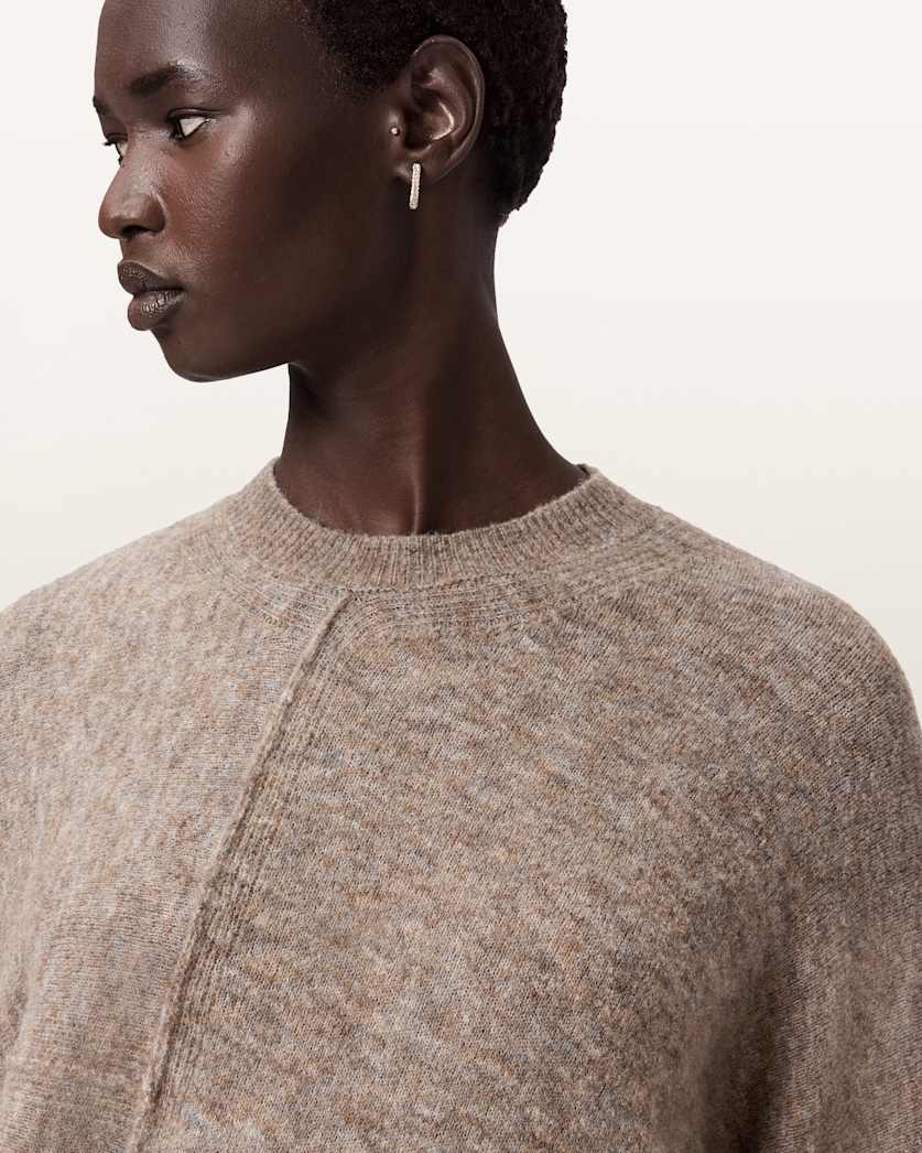 AllSaints Lock Crew Neck Sweater Women's Pine Bark Brown Women's