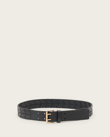 AllSaints Evelyn Leather Belt Women's Black/Warm Brass Women's