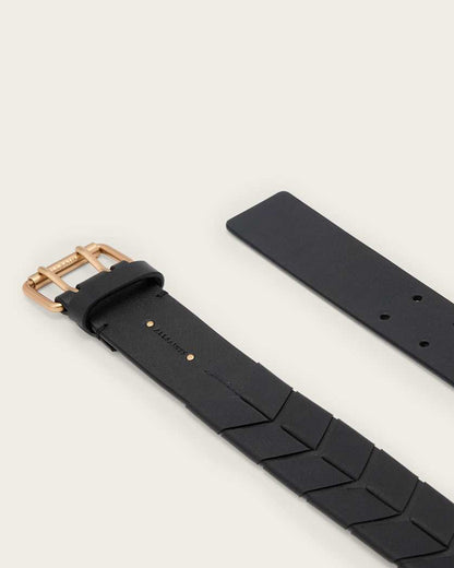 AllSaints Evelyn Leather Belt Women's Black/Warm Brass Women's