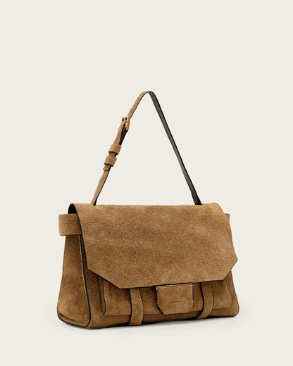 AllSaints Ursa Suede Satchel Bag Women's Biscuit Brown Women's