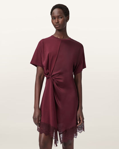 AllSaints Lana Lace Mini Dress Women's Oxblood Red Women's