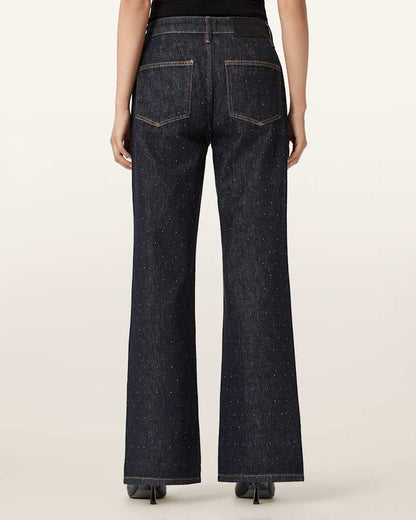 AllSaints Ember Sparkle Embellished Jeans Women's Raw Indigo Blue Women's