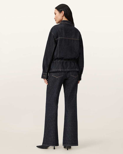 AllSaints Ember Sparkle Embellished Jeans Women's Raw Indigo Blue Women's
