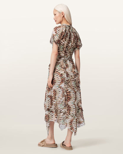AllSaints Lamaia Asymmetric Midi Dress Women's Oceano Soft Pink Women's