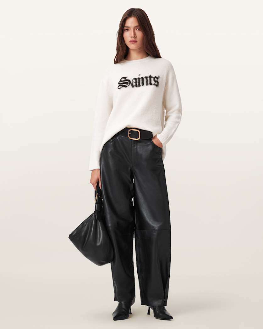 AllSaints Saints Wool Blend Sweater Women's Chalk White/Black Women's