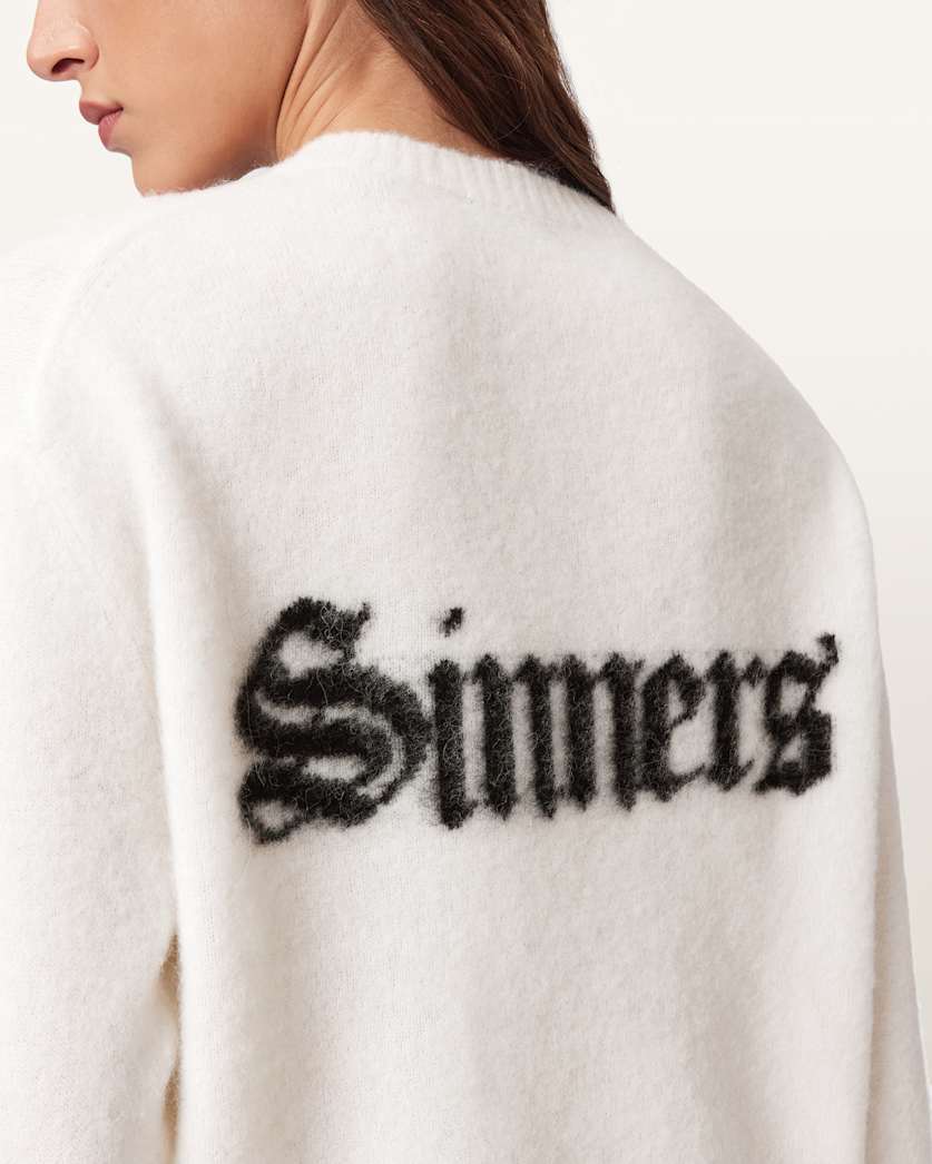 AllSaints Saints Wool Blend Sweater Women's Chalk White/Black Women's