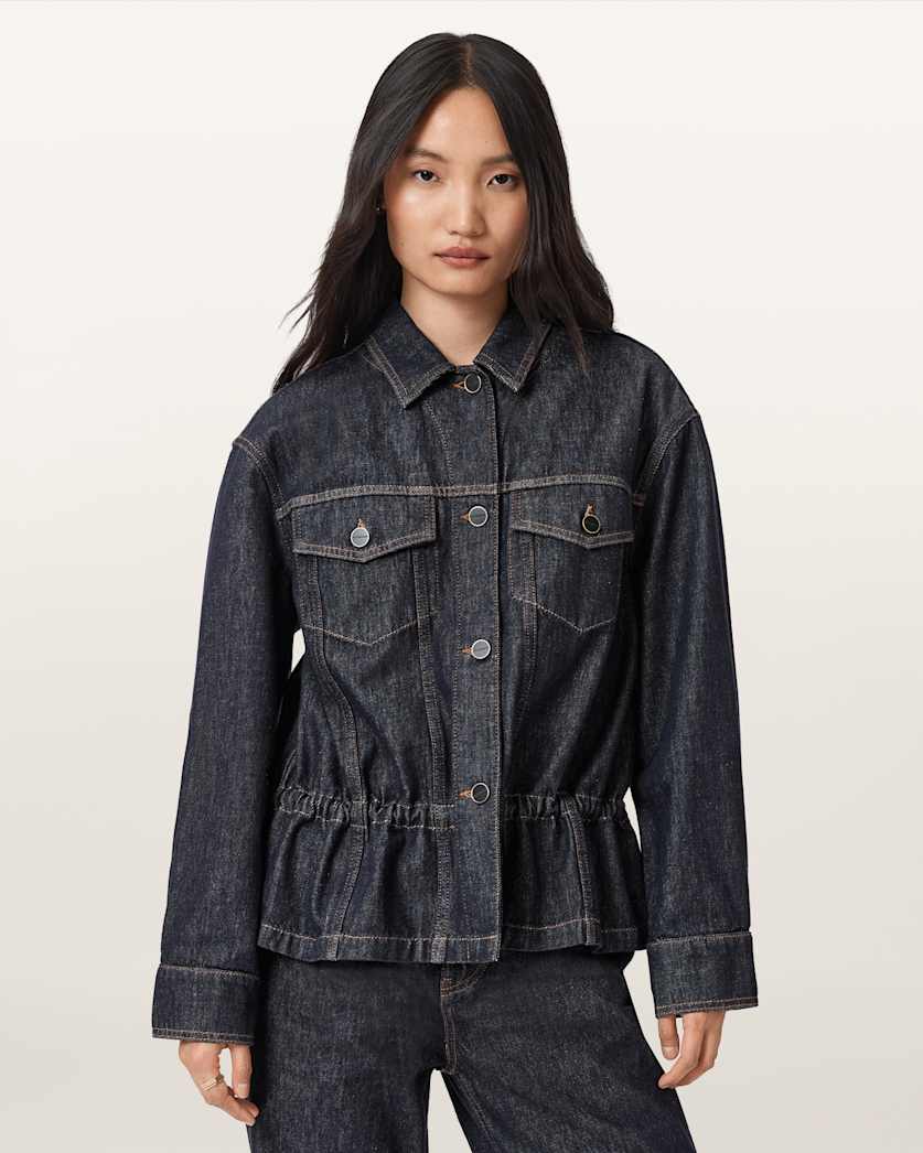 AllSaints Denby Denim Trucker Jacket Women's Raw Indigo Blue Women's