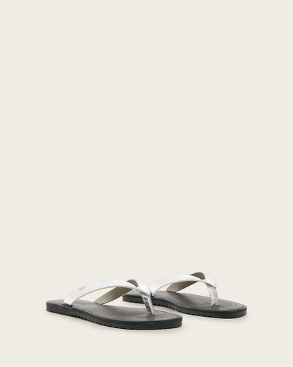 AllSaints Sydney Metallic Leather Sandals Women's Silver Women's