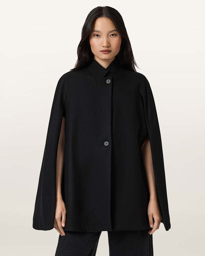 AllSaints Lunis Wool Cape Coat Women's Camel Brown Women's