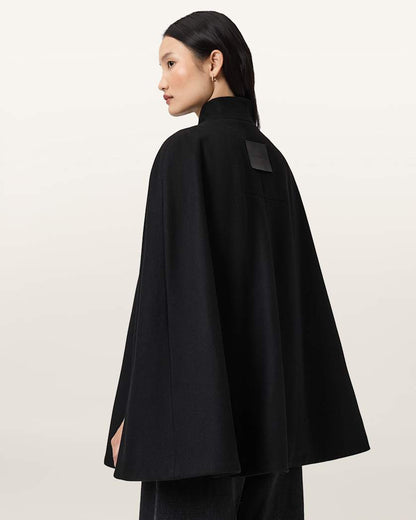 AllSaints Lunis Wool Cape Coat Women's Camel Brown Women's