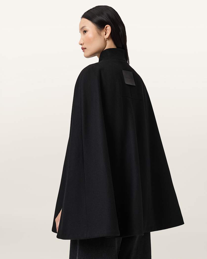 AllSaints Lunis Wool Cape Coat Women's Camel Brown Women's