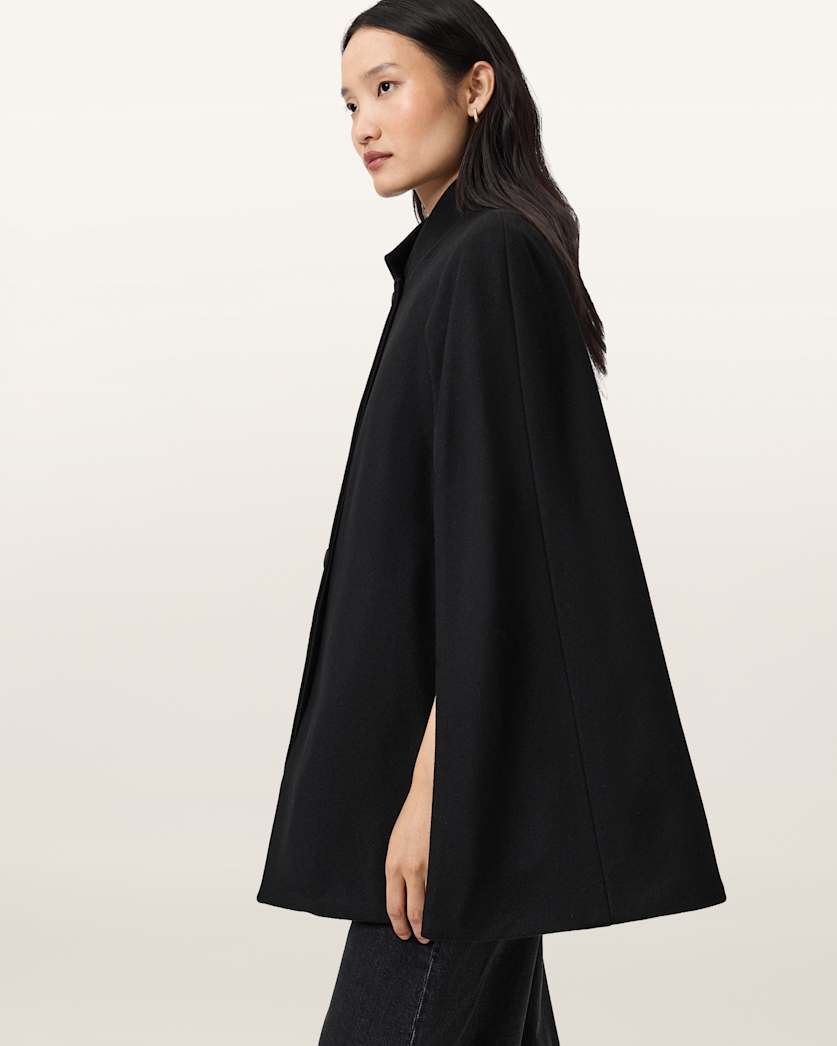 AllSaints Lunis Wool Cape Coat Women's Camel Brown Women's