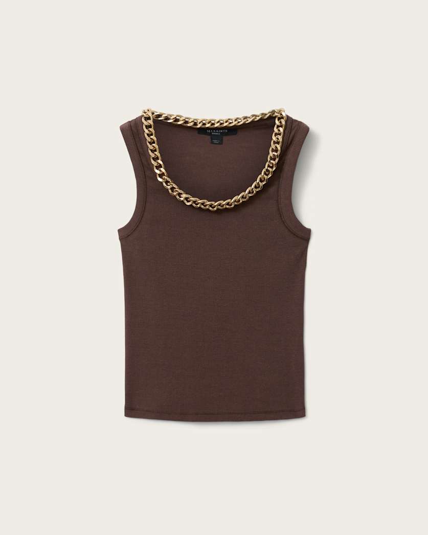 AllSaints Lucy Sleeveless Slim Fit Ribbed Tank Top Women's Mallow White Women's
