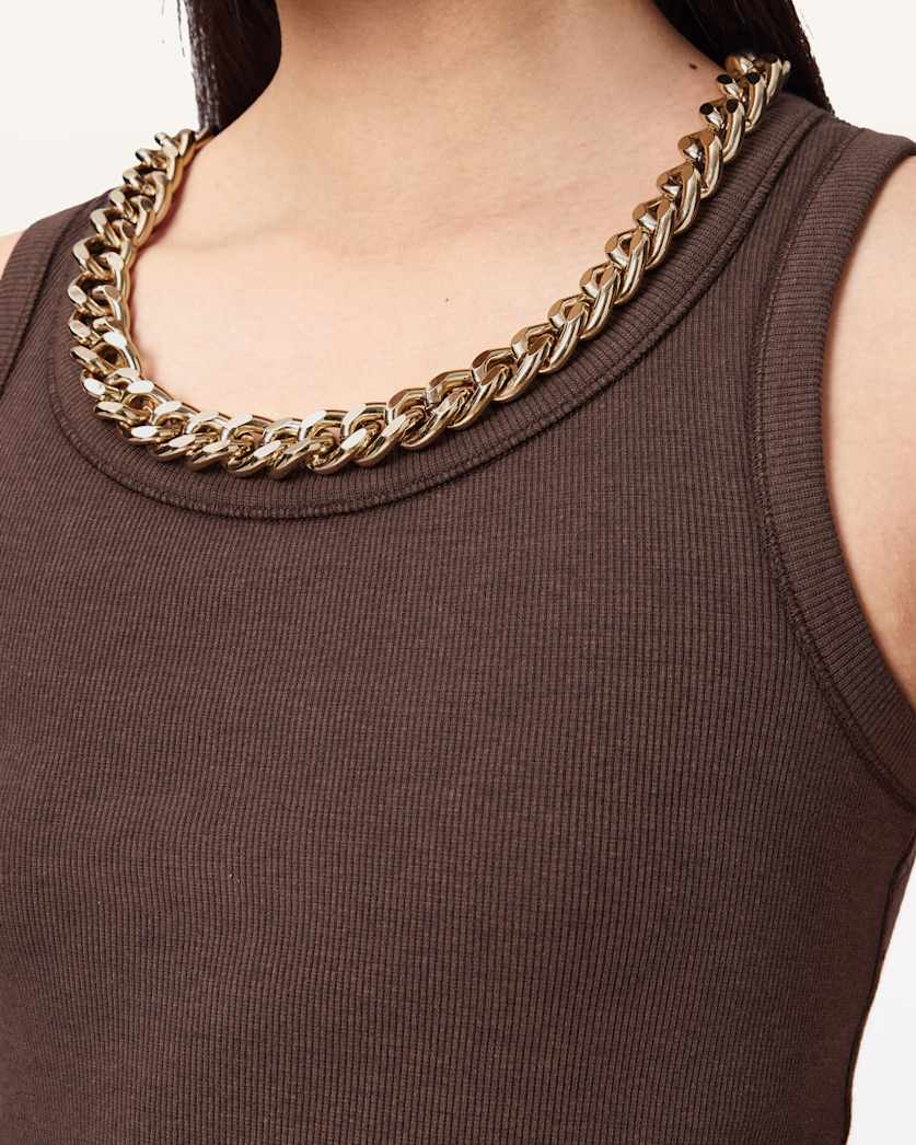 AllSaints Lucy Sleeveless Slim Fit Ribbed Tank Top Women's Mallow White Women's