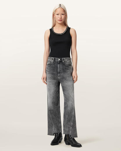 AllSaints Lucy Sleeveless Slim Fit Ribbed Tank Top Women's Mallow White Women's