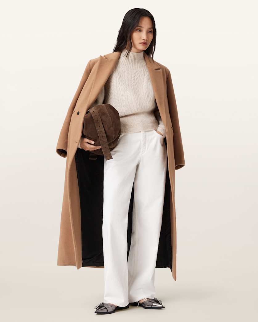 AllSaints Nellie Double Breasted Coat Women's Rattan Brown Women's