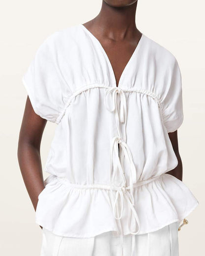 AllSaints Remy Gathered Top Women's White Women's