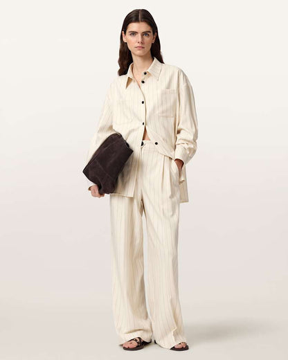 AllSaints Olga Relaxed Fit Long Sleeve Shirt Women's Cream White Women's