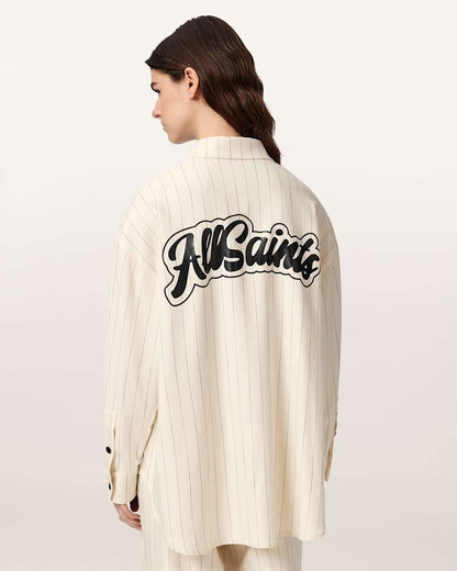 AllSaints Olga Relaxed Fit Long Sleeve Shirt Women's Cream White Women's