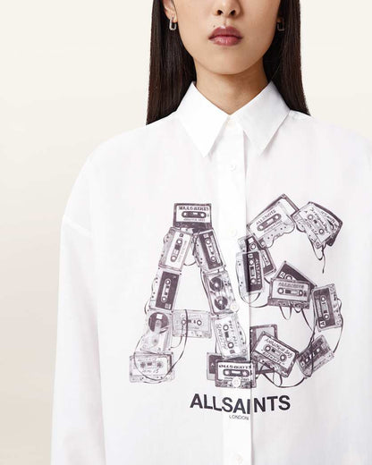 AllSaints Adrienne Print Shirt Women's White Women's