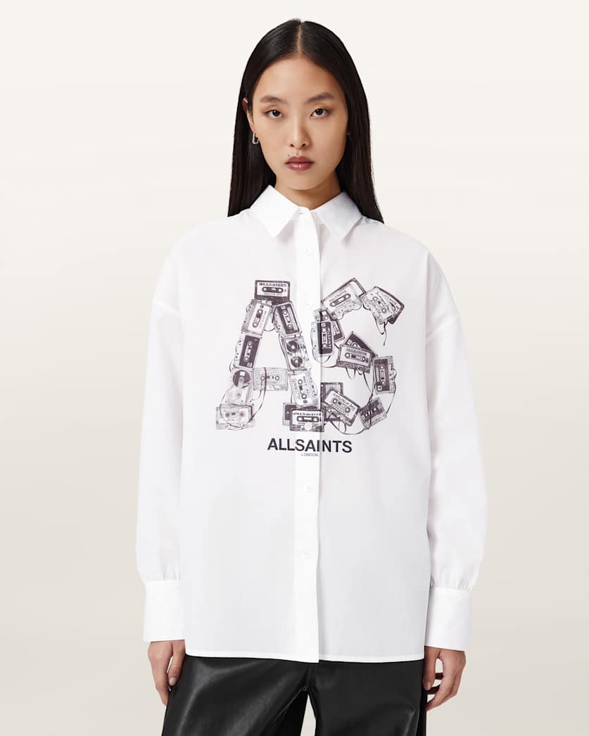 AllSaints Adrienne Print Shirt Women's White Women's