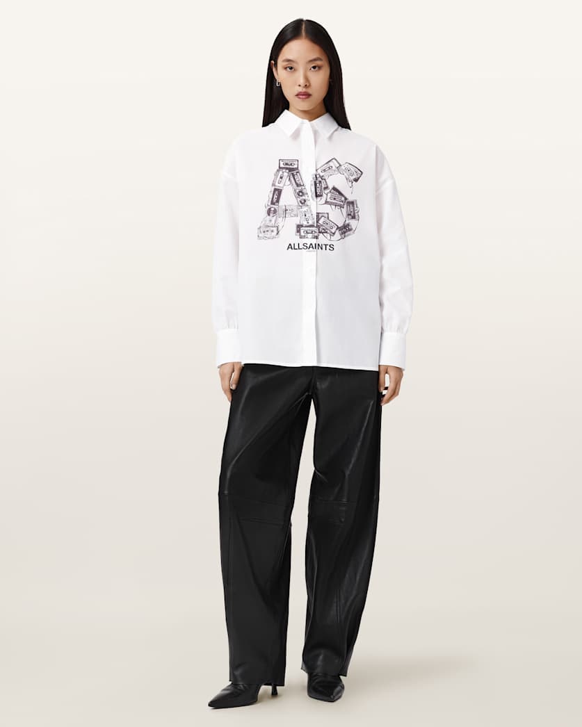 AllSaints Adrienne Print Shirt Women's White Women's