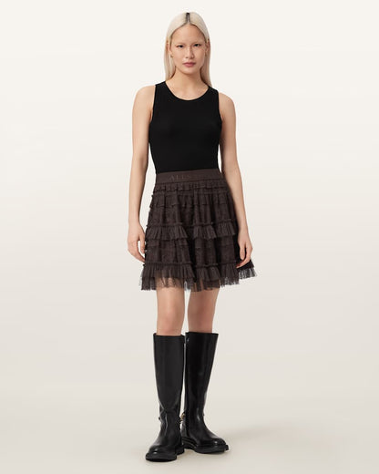 AllSaints Arlea Lace Mini Skirt Women's Bottle Brown Women's