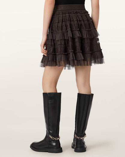 AllSaints Arlea Lace Mini Skirt Women's Bottle Brown Women's