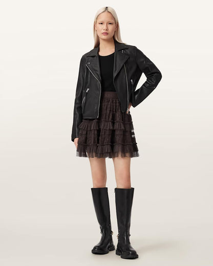AllSaints Arlea Lace Mini Skirt Women's Bottle Brown Women's