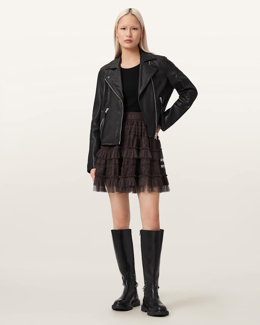 AllSaints Arlea Lace Mini Skirt Women's Bottle Brown Women's