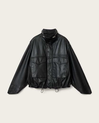 AllSaints Clay Cropped Leather Jacket Women's Black Women's