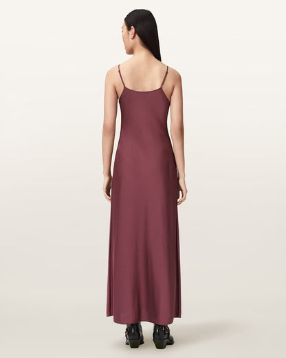 AllSaints Bryony Maxi Slip Dress Women's Raspberry Pink Women's