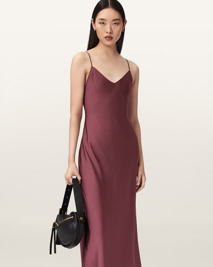 AllSaints Bryony Maxi Slip Dress Women's Raspberry Pink Women's