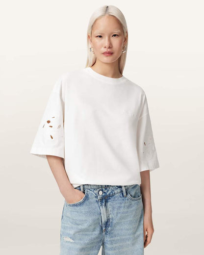 AllSaints Lola Amelie Oversized Cotton T Shirt Women's High Rise Blue Women's