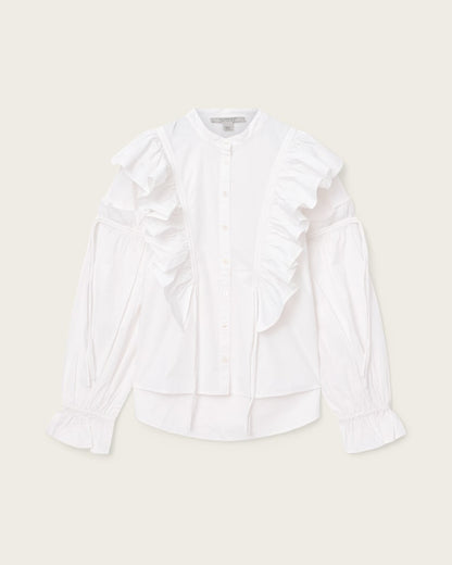 AllSaints Lulu Ruffled Cotton Shirt Women's Optic White Women's