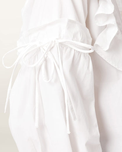 AllSaints Lulu Ruffled Cotton Shirt Women's Optic White Women's