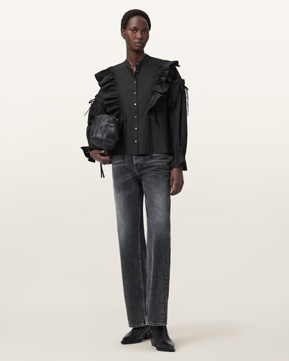 AllSaints Lulu Ruffled Cotton Shirt Women's Optic White Women's
