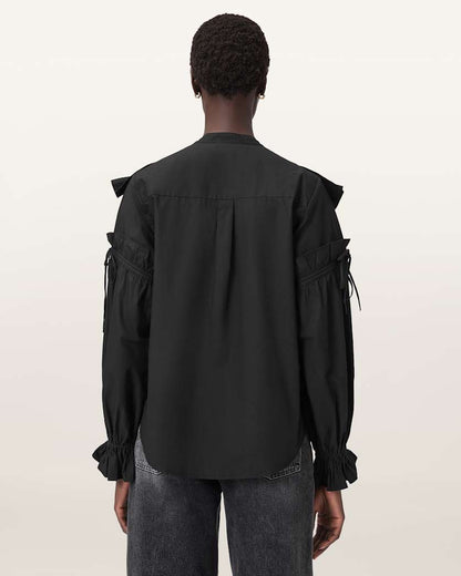 AllSaints Lulu Ruffled Cotton Shirt Women's Optic White Women's