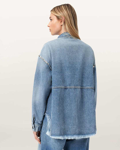 AllSaints Hettie Oversized Stud Shacket Women's Vintage Indigo Women's