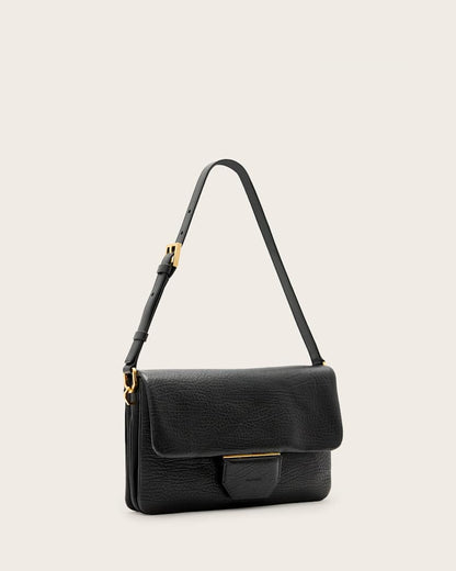 AllSaints Ondine Grain Leather Shoulder Bag Women's Black Women's