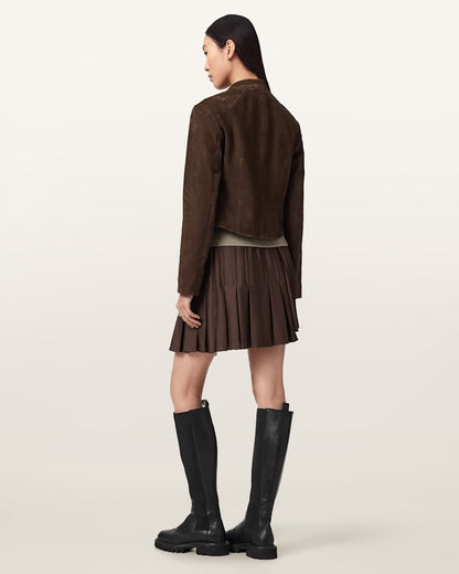 AllSaints Jax Asymmetric Mini Skirt Women's Bitter Brown Women's