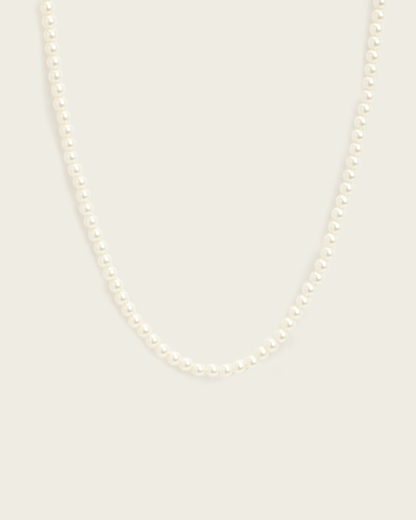 AllSaints Pearl Carabiner Clasp Necklace Women's Warm Brass/White Women's