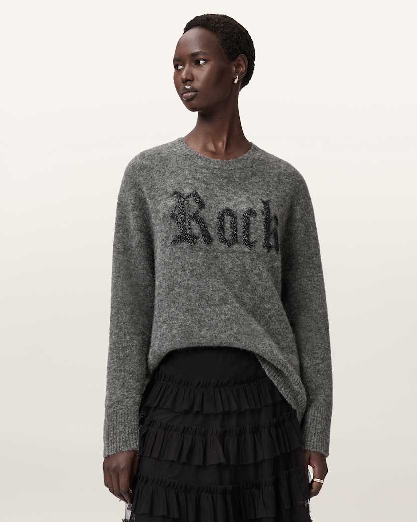 AllSaints Rock Wool Sweater Women's Metallic/Charcoal Women's