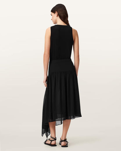 AllSaints Cyra Asymmetric Maxi Skirt Women's Black Women's