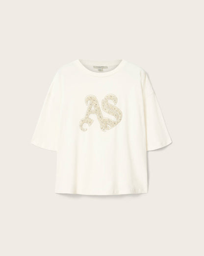 AllSaints Icon Amelie Oversized Embellished T Shirt Women's Optic White Women's