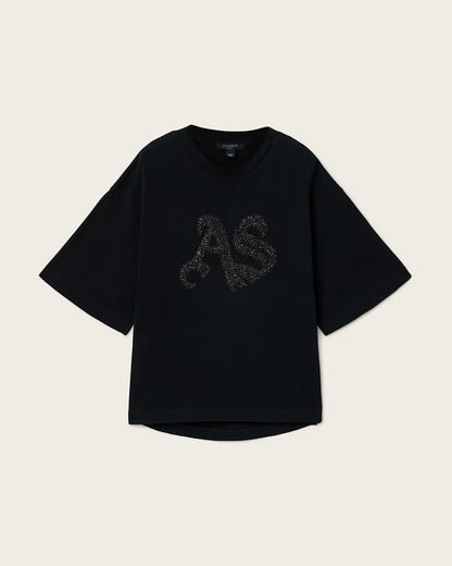 AllSaints Icon Amelie Oversized Embellished T Shirt Women's Optic White Women's