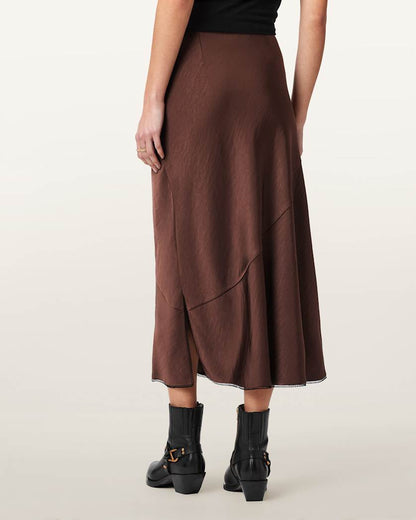 AllSaints Darya Bias Cut Maxi Skirt Women's Bitter Brown Women's